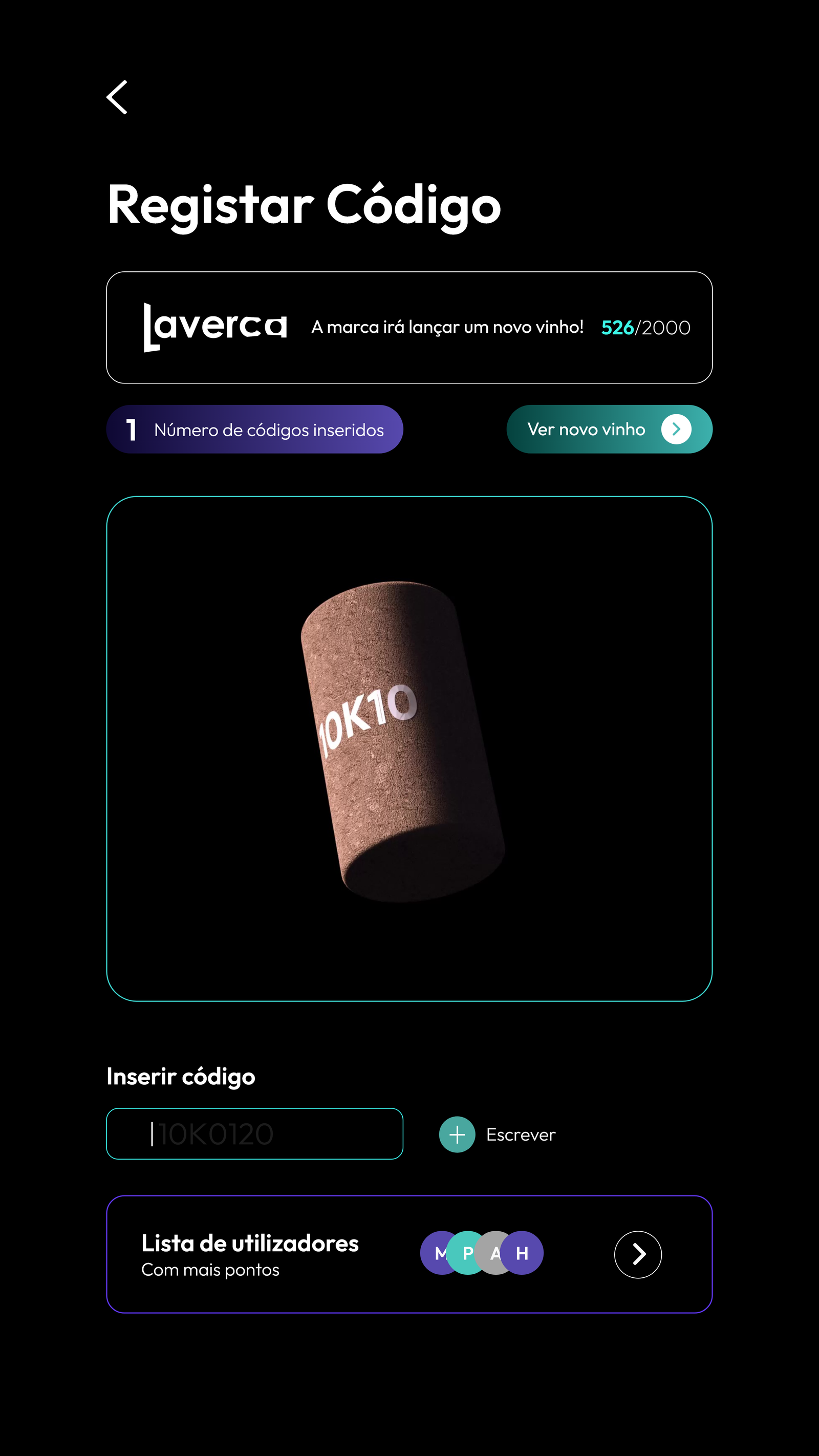 Ecrã Mupi — perfil e progressão do utilizador