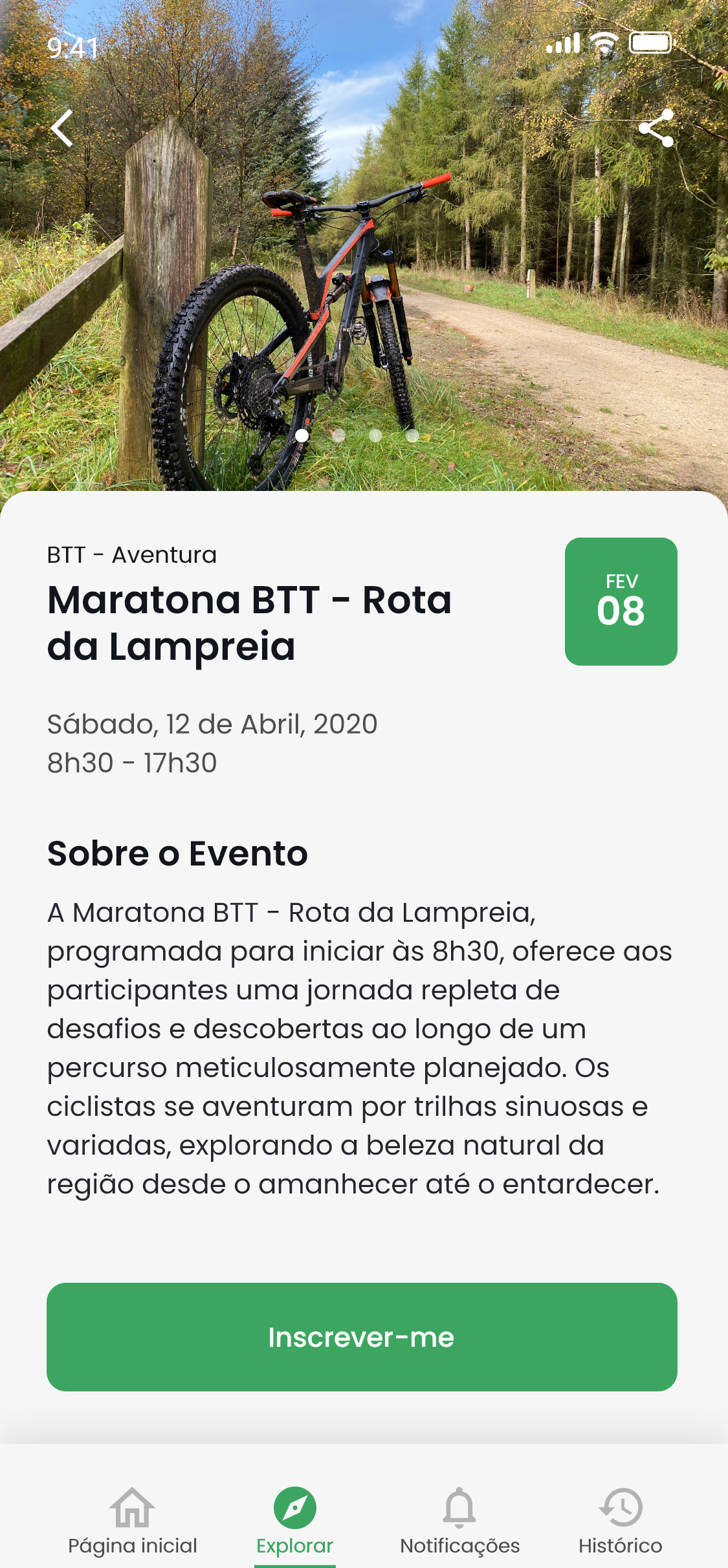 Mobile modo claro — detalhe de evento