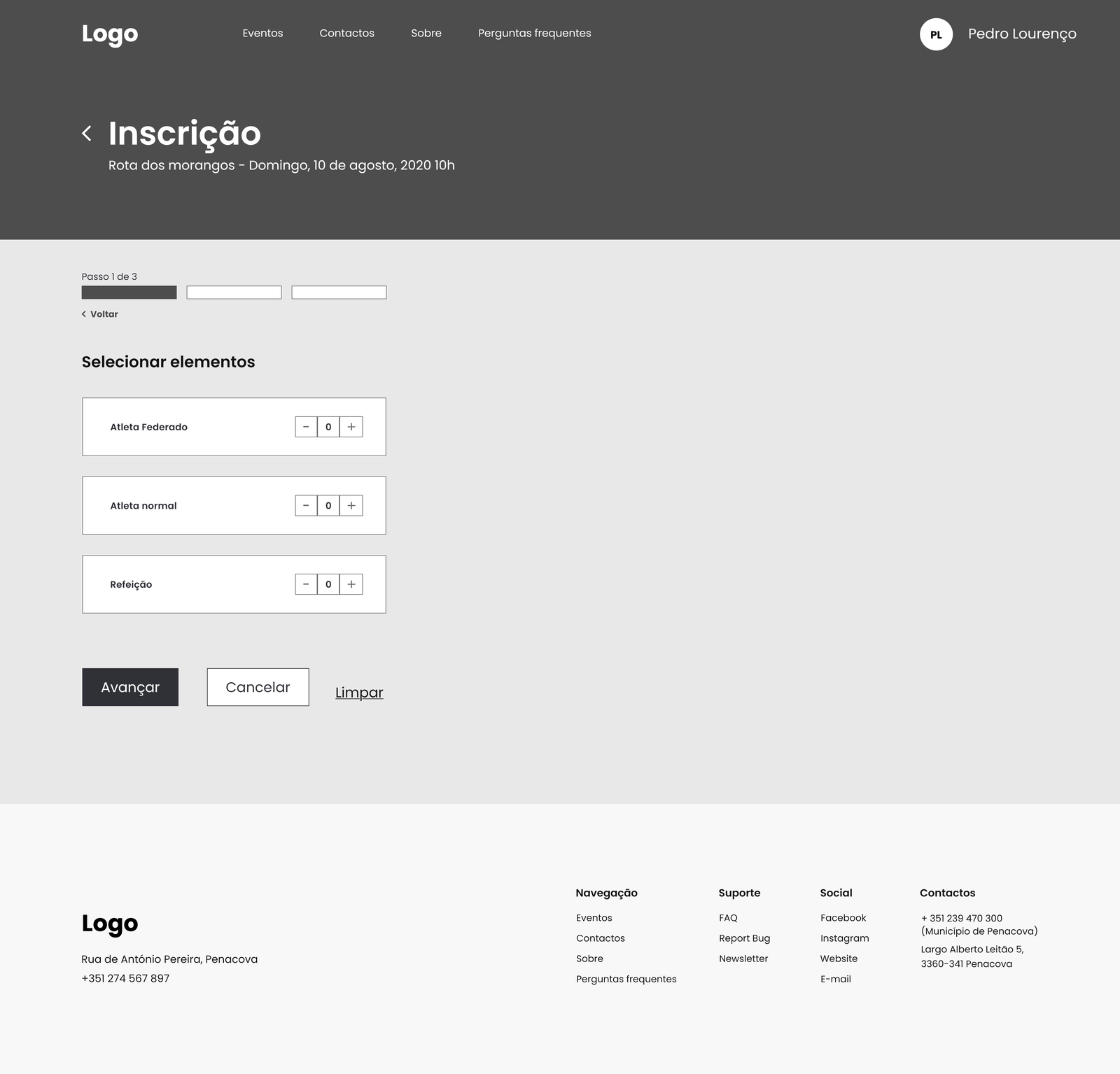 Wireframe hi-fi — back-office, perfil e definições